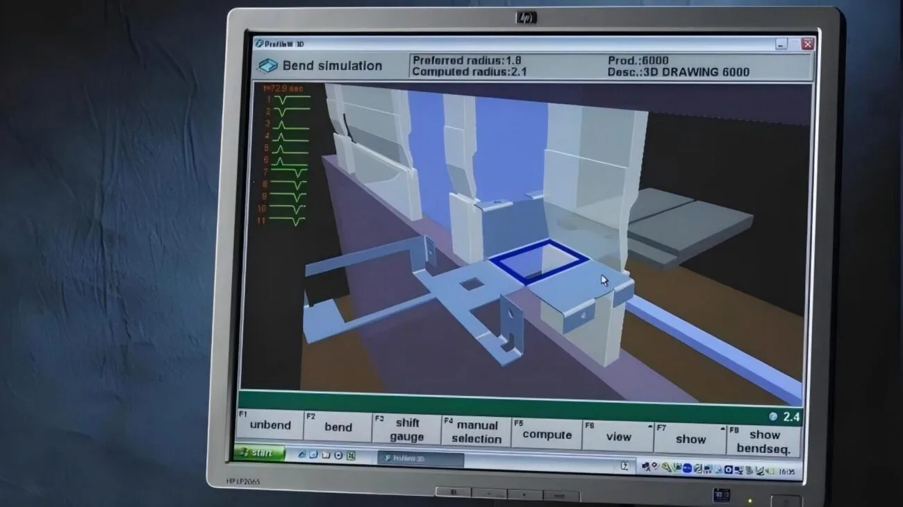 Programação de software offline DELEM Profile-T para simulação 3D completa para dobra de chapas metálicas