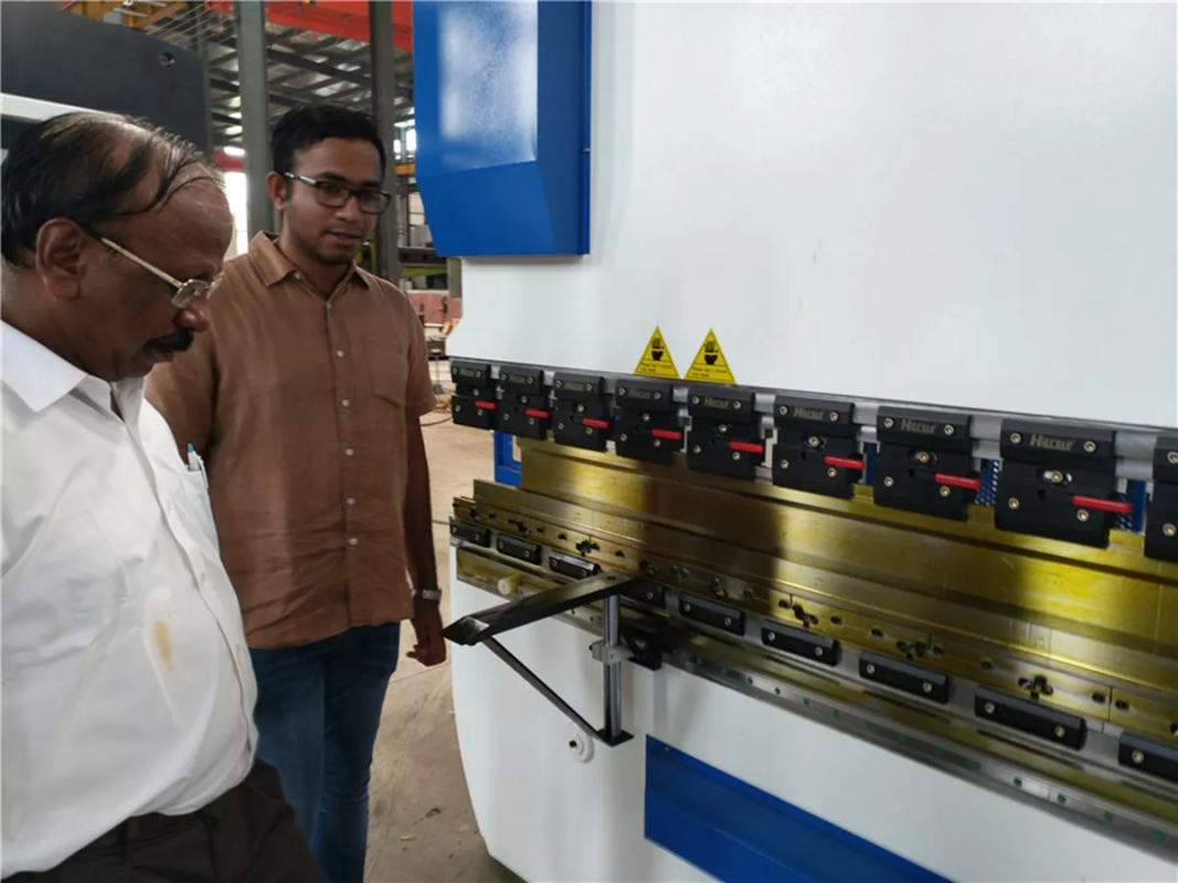 India-Mr.Santhanam came to visit to our hydraulic press brake and hydraulic door embossing machine