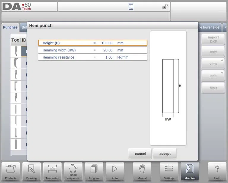 Comment programmer le poinçon et la matrice en mode machine DELEM DA-69T ?