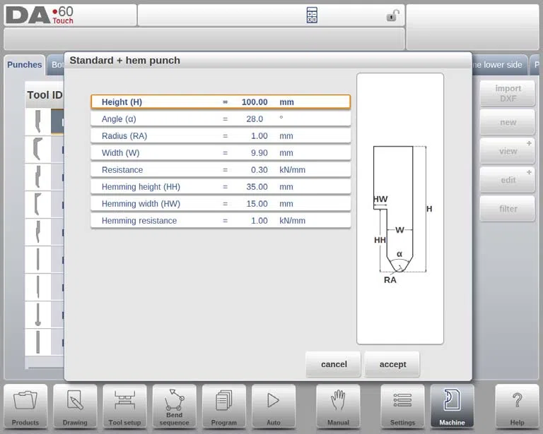 Comment programmer le poinçon et la matrice en mode machine DELEM DA-69T ?