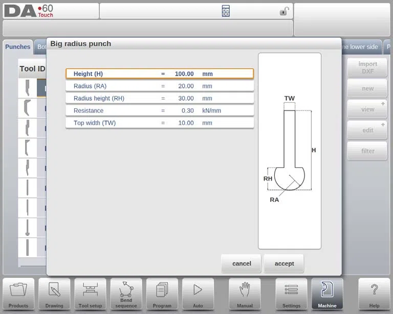 Comment programmer le poinçon et la matrice en mode machine DELEM DA-69T ?