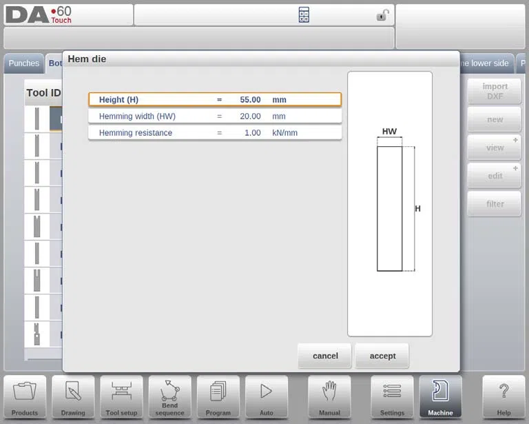 Comment programmer le poinçon et la matrice en mode machine DELEM DA-69T ?