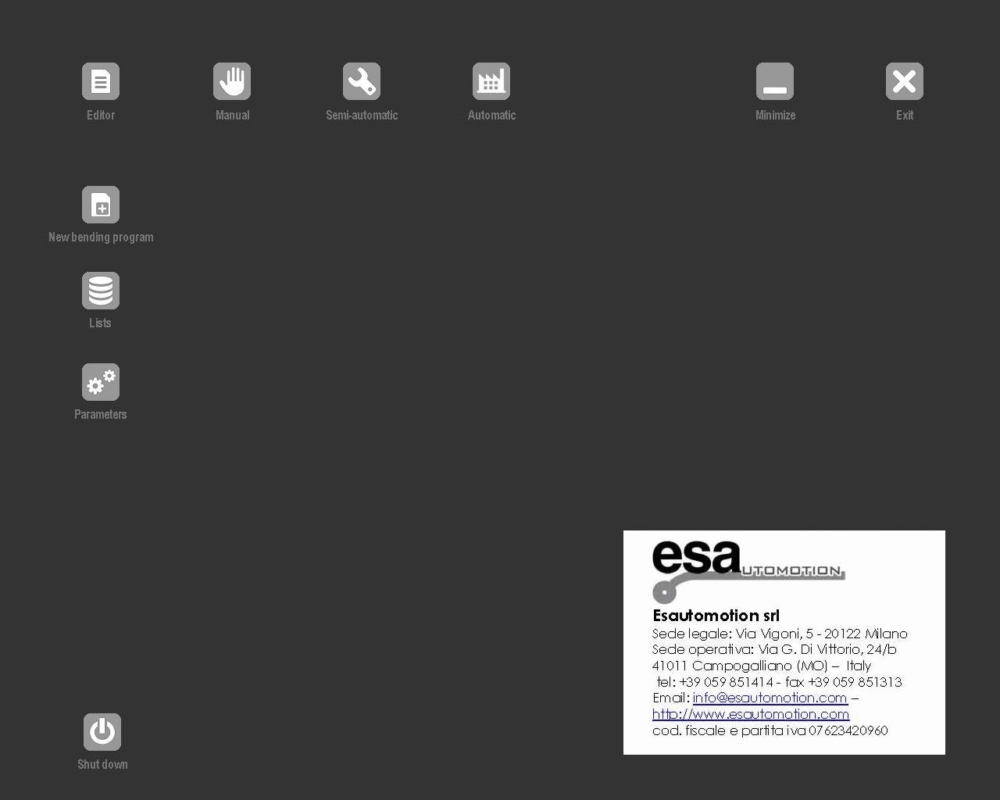 Configuration de la machine ESA S860