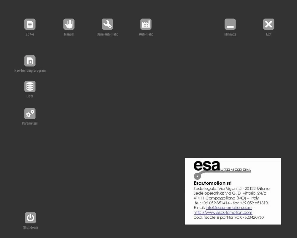 ESA S860 Maschineneinrichtung