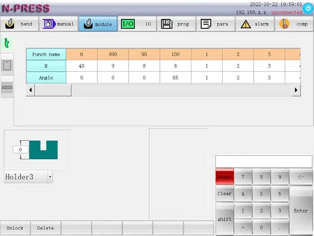 Configuración de moldes de la serie ET