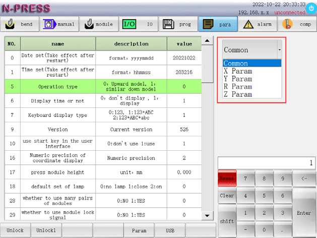 Paramétrage de la série ET