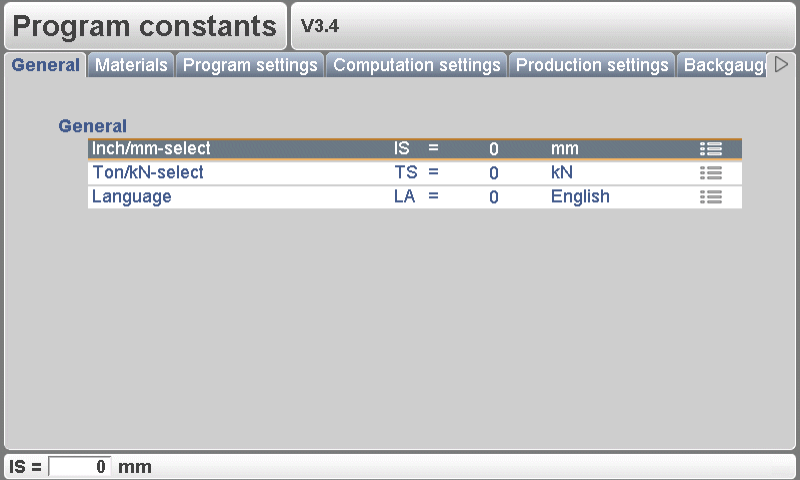 Constantes du programme DELEM DA-52S