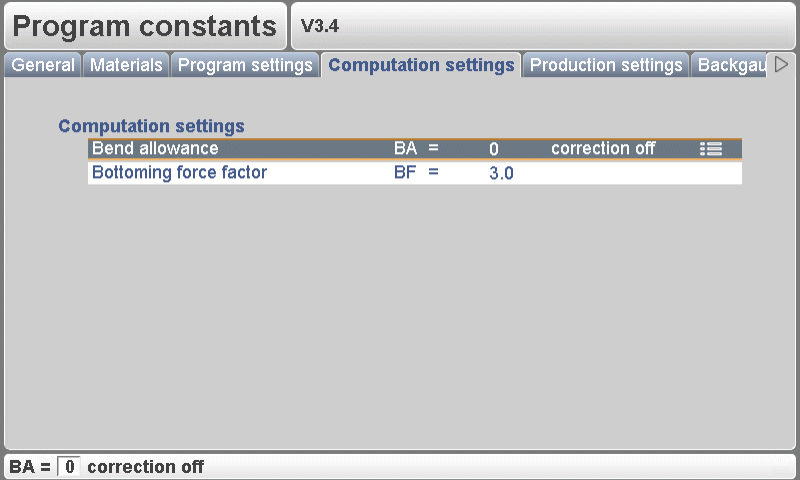 Constantes du programme DELEM DA-52S