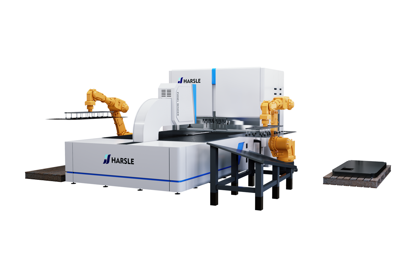 Linea di produzione automatizzata con pannellatrice e robot