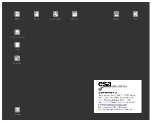 Configuração da máquina ESA S875