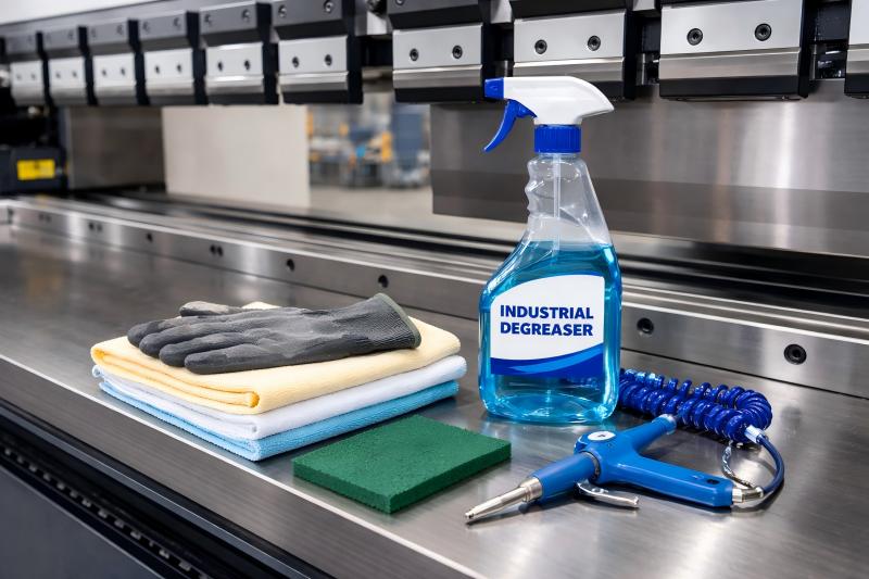 Nettoyage de la table de travail de la presse plieuse