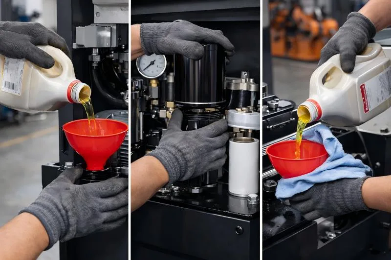 ¿Cómo solucionar problemas de fugas de aceite en la prensa plegadora?
