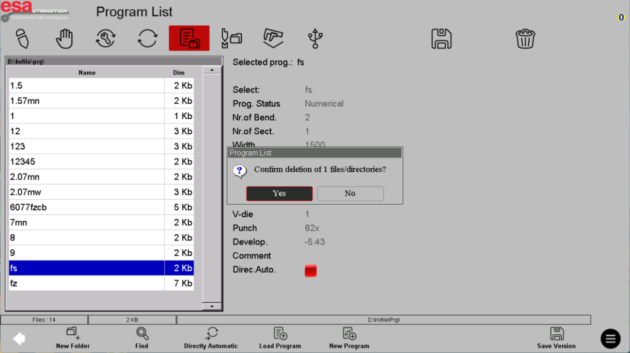 Backup del programma ESA S840