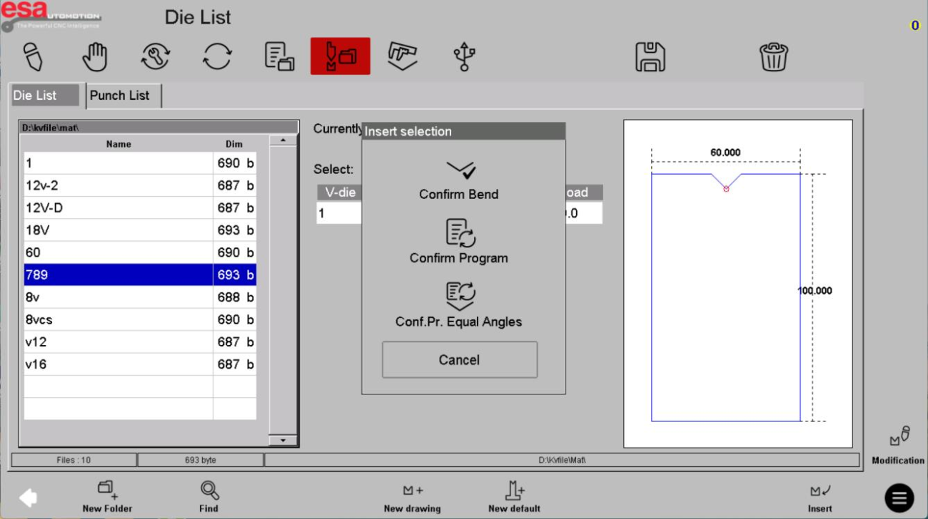 Jak poruszać się po interfejsie listy narzędzi ESA S840?