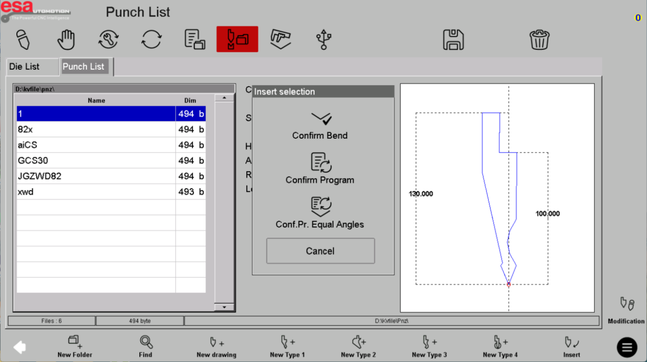 Jak poruszać się po interfejsie listy narzędzi ESA S840?