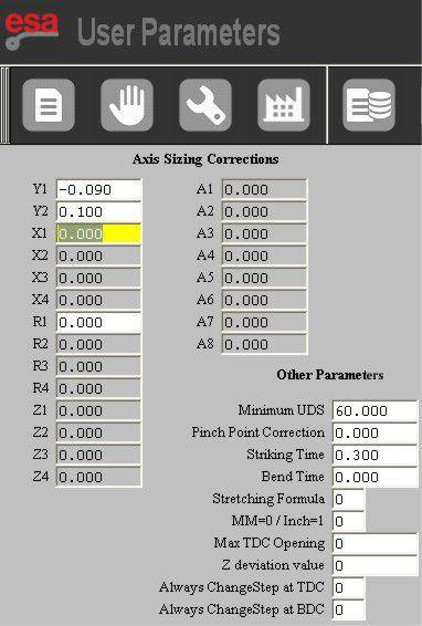 ESA S875 User Parameters Mask