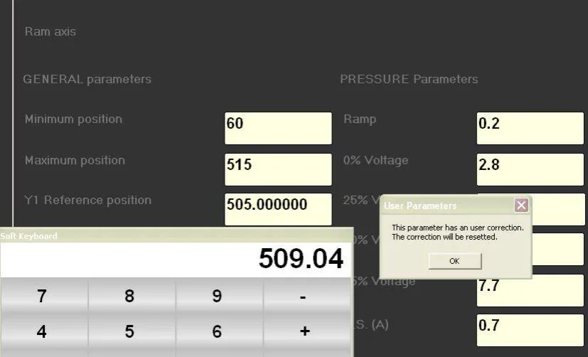 ESA S875 User Parameters Mask