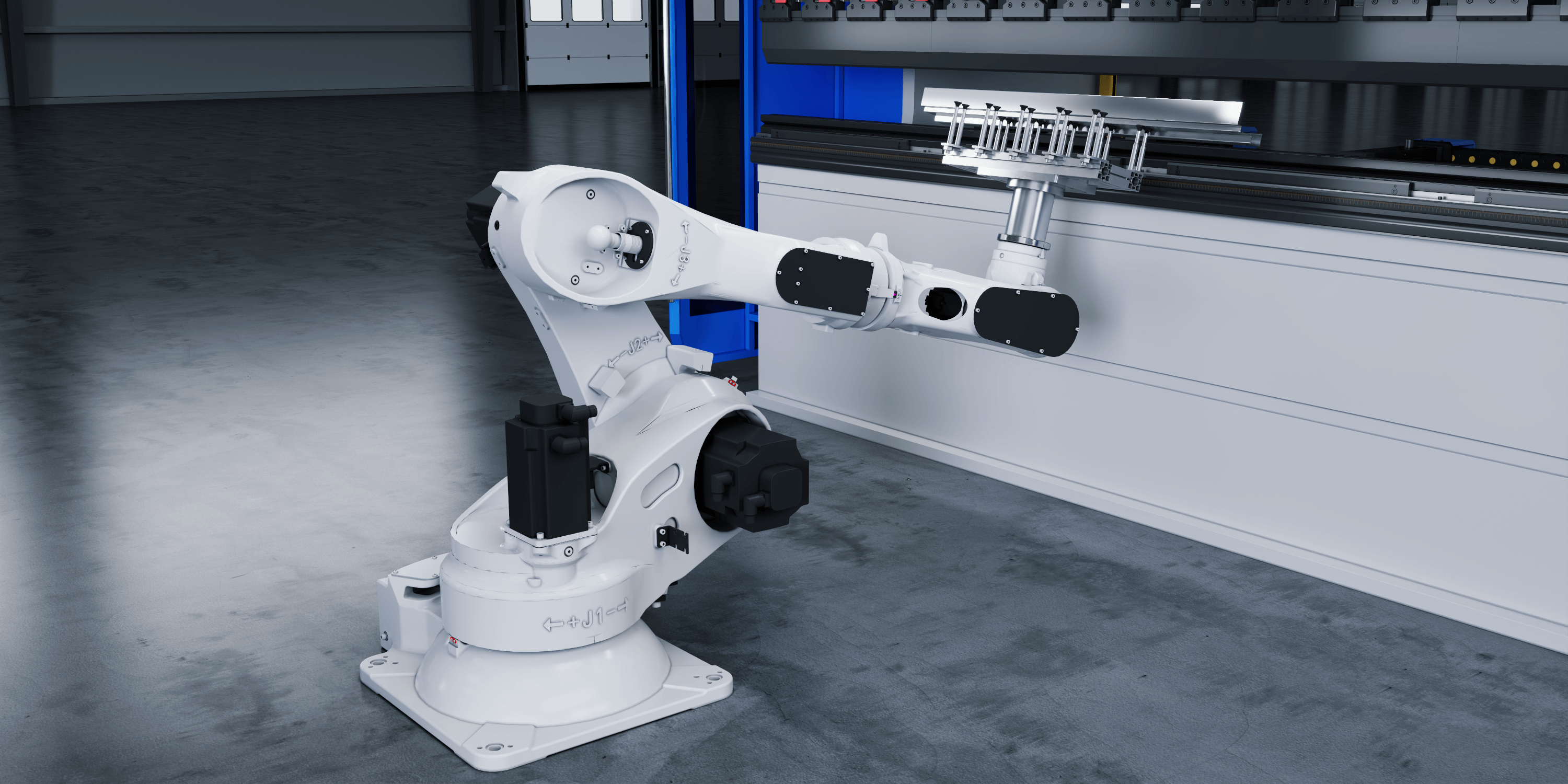 Robotic arm integrated with press brake