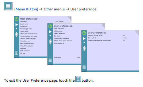 CybTouch 8 User Preferences