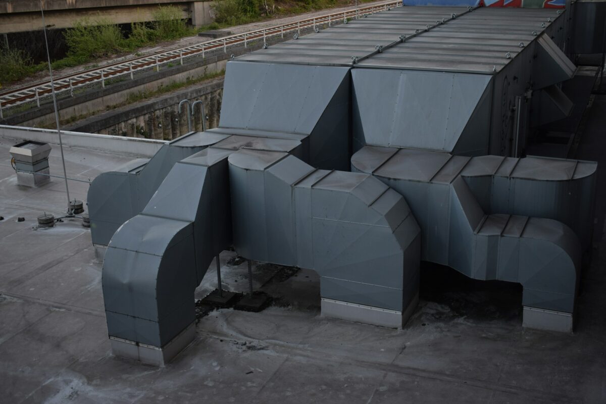 Rooftop HVAC ductwork and air handling units