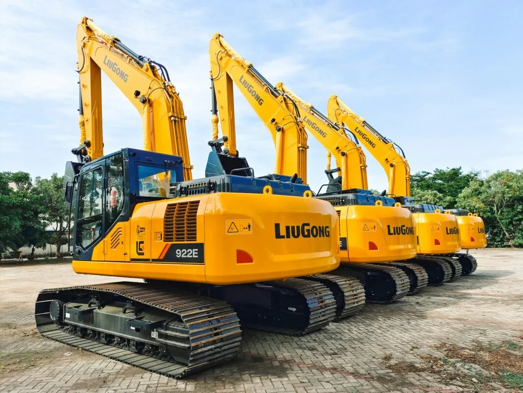 Row of new excavators
